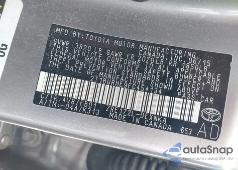 2015 Toyota Corolla Le from USA, damaged, VIN 2T1BURHE9FC454134